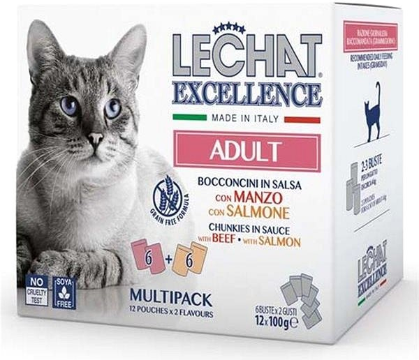 Monge Lechat Excellence Adult hovězí a losos 12 x 100 g