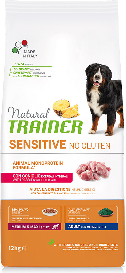 Natural Trainer Sensitive No Gluten Adult Medium/Maxi Single Protein s králíkem 2 x 12 kg