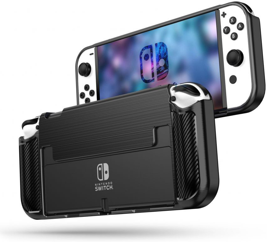 Pouzdro TECH-PROTECT TPUCARBON NINTENDO SWITCH OLED černé