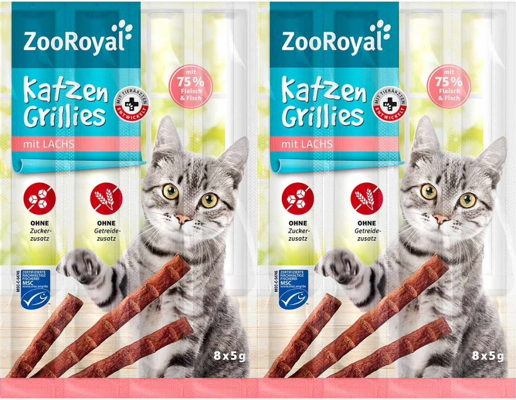 ZooRoyal grilované tyčinky pro kočky s lososem 32 x 5 g