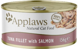 Applaws Cat Tin Tuna Fillet with Salmon in Broth 72 x 156 g