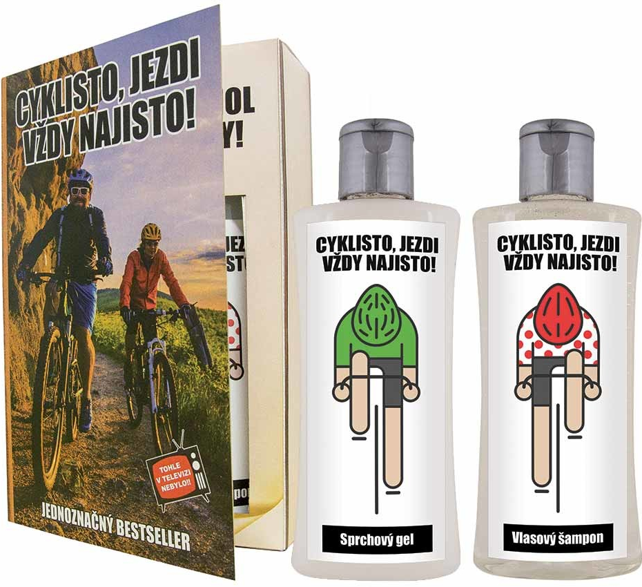 Bohemia Gifts & Cosmetics Pro cyklistu Olivový olej sprchový gel 200 ml + šampon na vlasy 200 ml kniha dárková sada