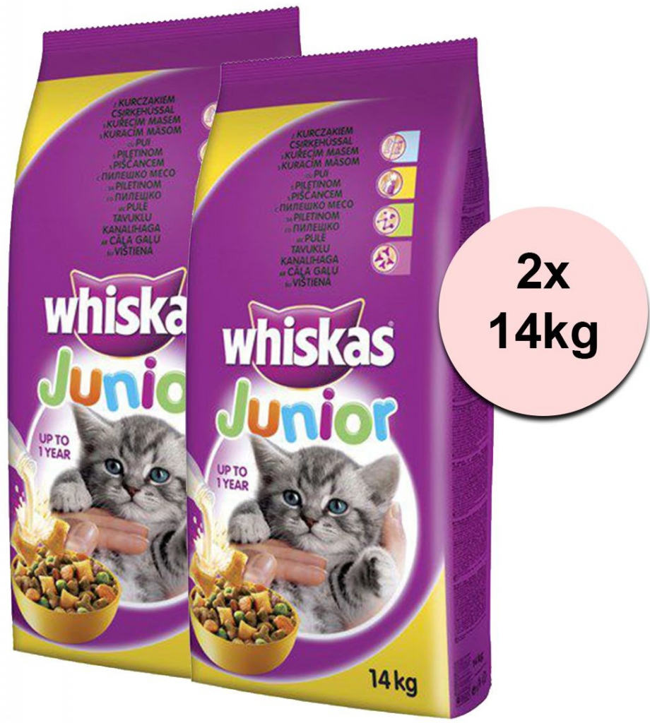 Whiskas Junior kuřecí 2 x 14 kg