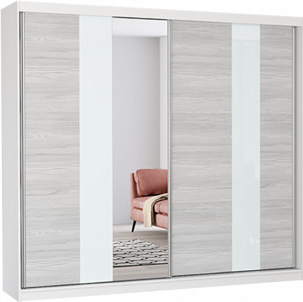 Idzczak Multi 32 233 cm se zrcadlem a posuvnými dveřmi Stěny bílá / Kathult