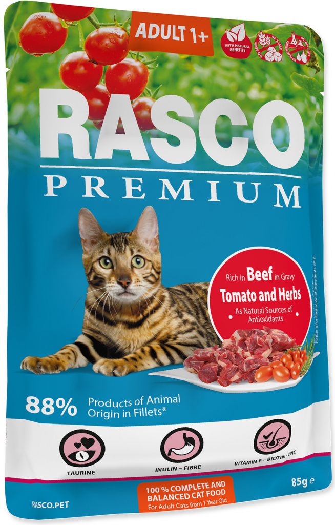 Rasco Premium Cat Pouch Adult Beef Hearbs 85 g