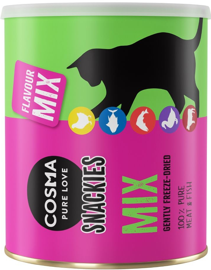 Cosma Snackies Maxi Tube lyofilizované snacky pro kočky Mix s 5 druhy 150 g