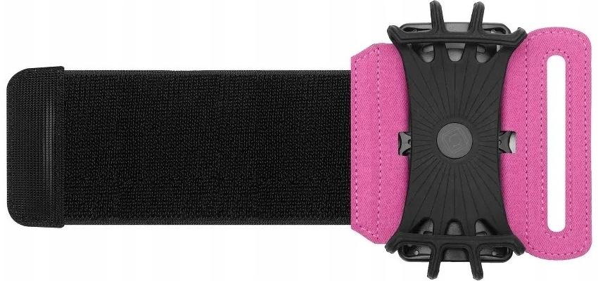 Pouzdro AppleMix Sportovní držák / Apple iPhone - látkové / silikonové - pásek na ruku - černé / růžové