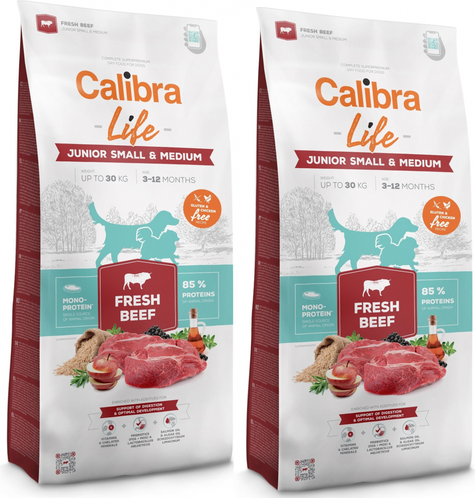 Calibra Dog Life Junior Small & Medium Fresh Beef 2 x 12 kg