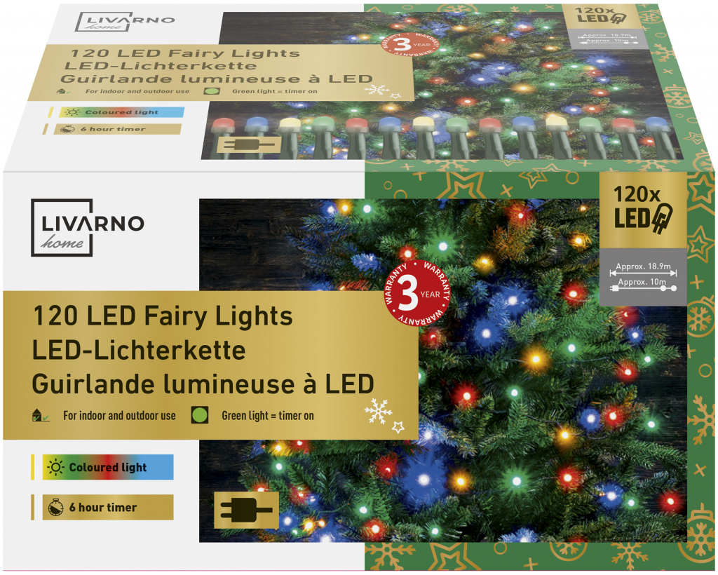 LIVARNO home Světelný LED řetěz 120 LED barevná