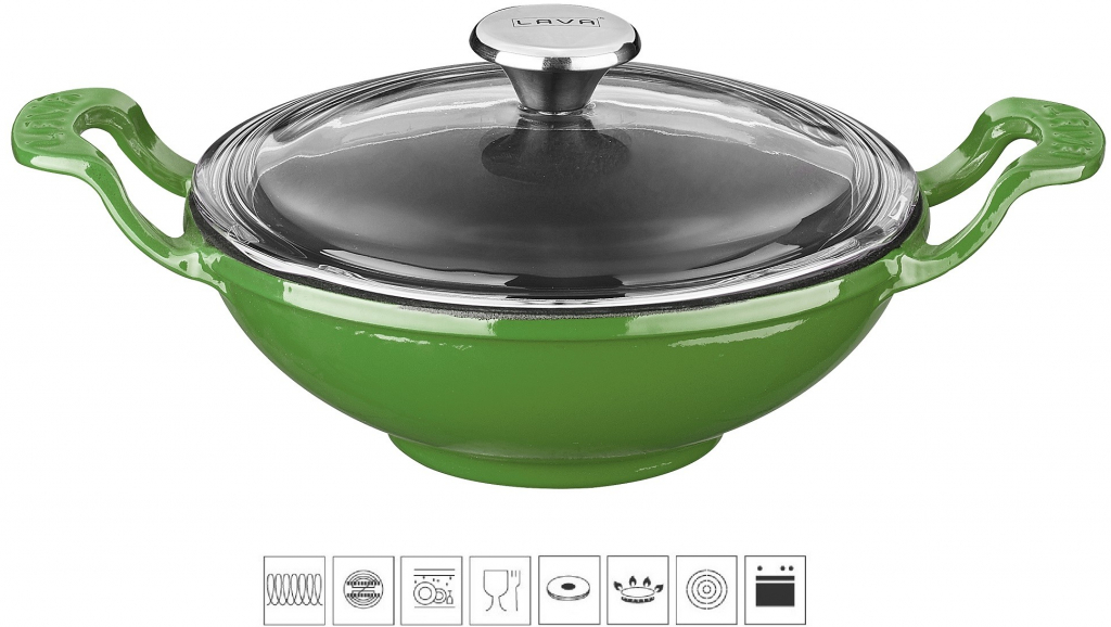 LAVA Metal Litinový wok zelený 16 cm