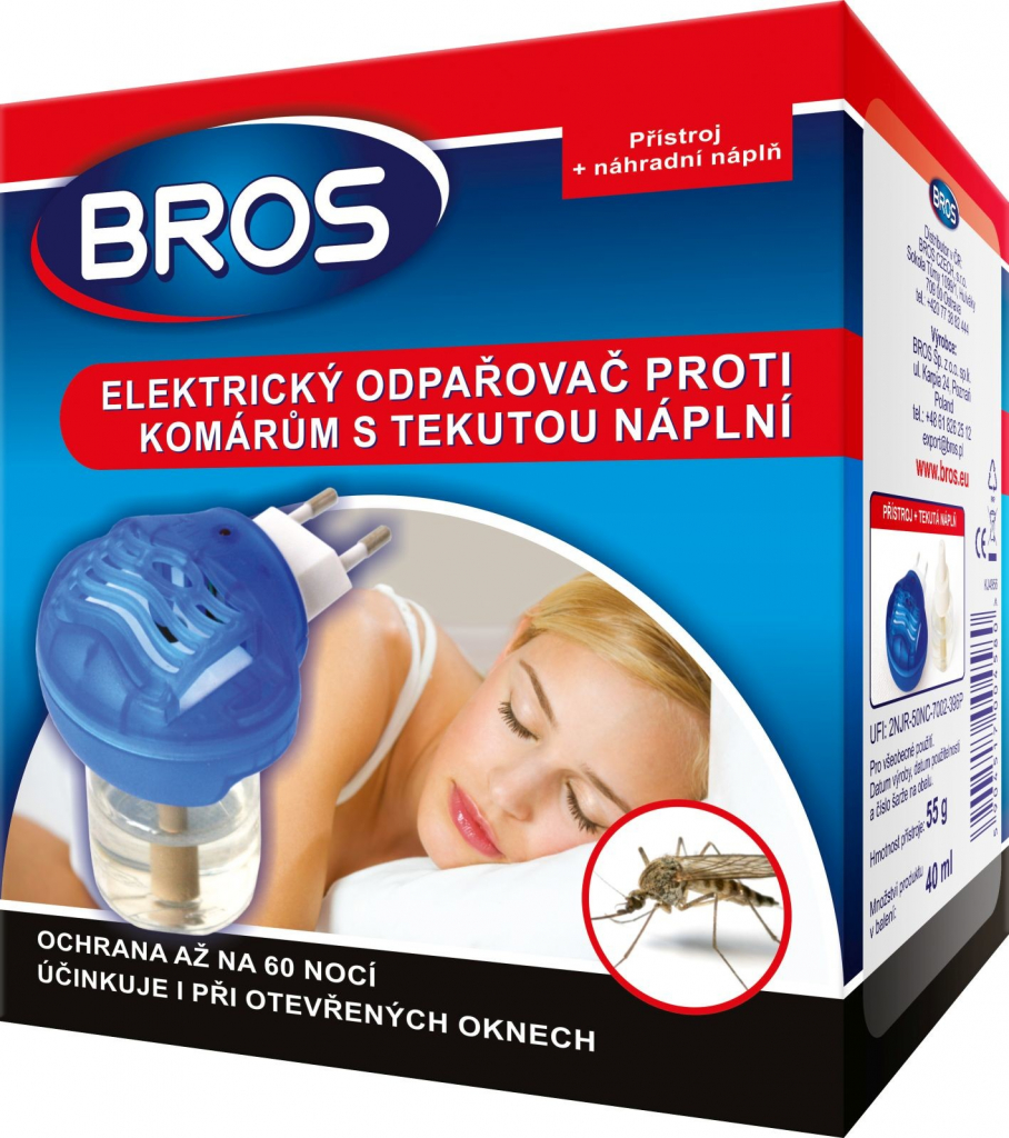 Bros Elektrický odpařovač proti komárům s tekutou náplní 40ml (60 nocí) 023