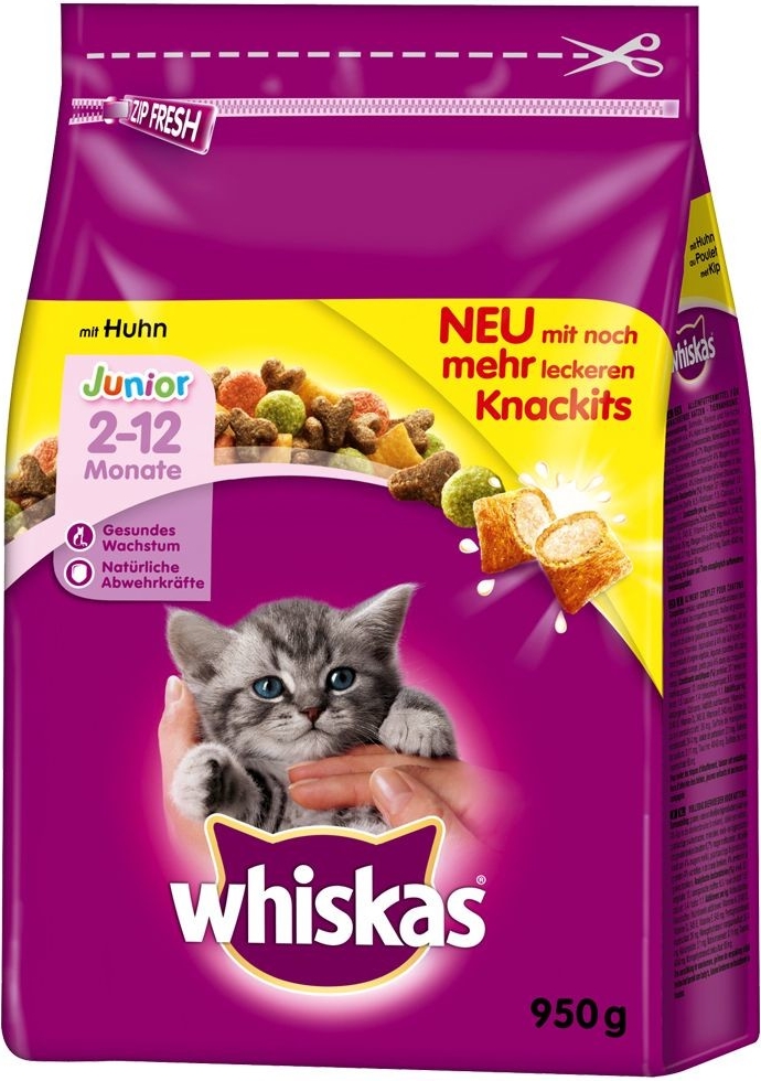 Whiskas Junior s kuřecím masem 2 x 1,9 kg