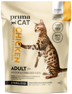 PrimaCat Kuře pro dospělé kočky kastrované a žijící uvnitř 400 g