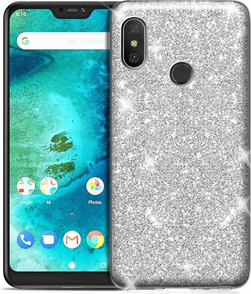 Pouzdro Back Glitter 2v1 Xiaomi Redmi Mi 9 SE stříbrné