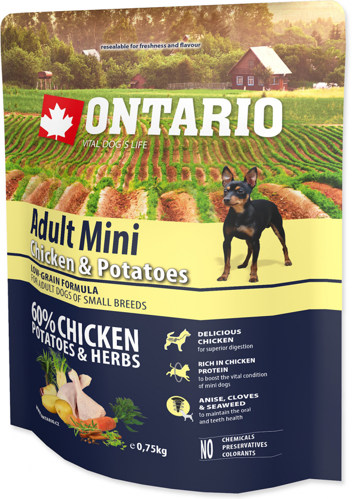 Ontario Adult Mini Chicken & Potatoes & Herbs 0,75 kg