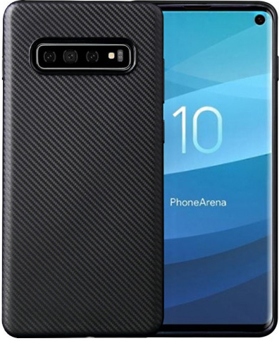 Pouzdro JustKing plastové s texturou karbonovéch vláken Samsung Galaxy S10 Plus - černé