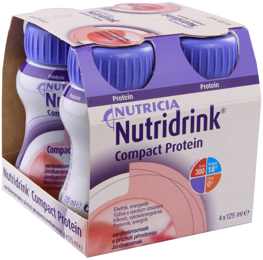 NUTRIDRINK COMPACT PROTEIN S PŘÍCHUTÍ JAHODOVOU POR SOL 4X125ML