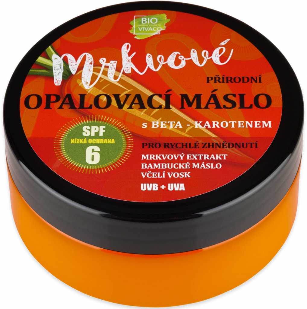 Vivaco 100% přírodní mrkvové opalovací máslo SPF6 s beta karotenem 150 ml