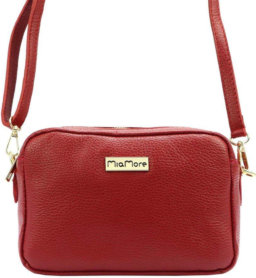 MiaMore dámská kožená kabelka 01-027 Dollaro červená