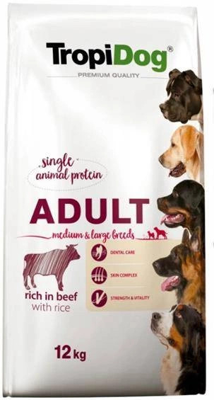 TropiDog Premium Adult Medium & Large lamb & rice 12 kg