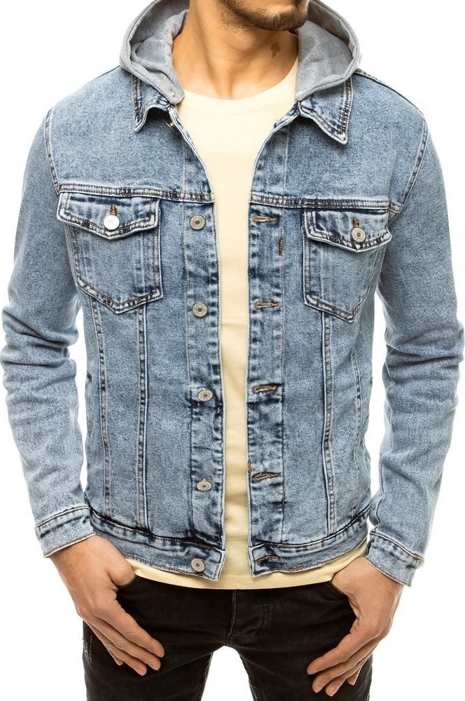 pánská džínová bunda s kapucí TX3615 modrá