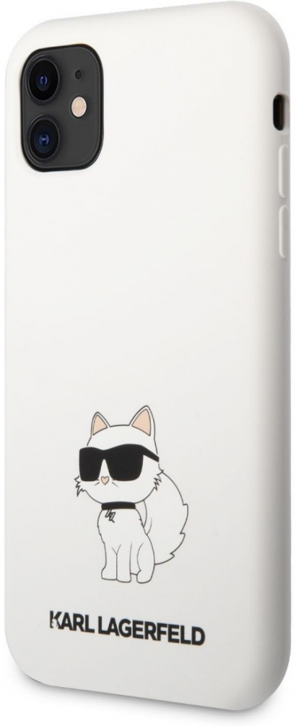Pouzdro Karl Lagerfeld Liquid Silicone Choupette NFT iPhone 11 bílé
