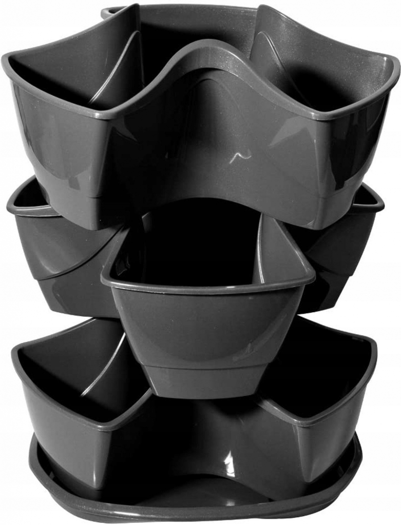 Prosperplast Květináč 29,5 x 29,5 x 38 cm plast stříbrný