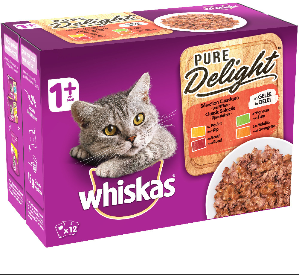 Whiskas 1+ Adult Pure Delight klasický výběr v želé 12 x 85 g