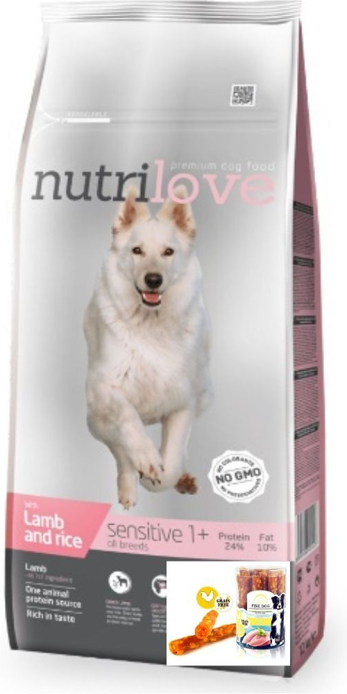 Nutrilove Sensitive SB+MB dog s jehněčím 8 kg