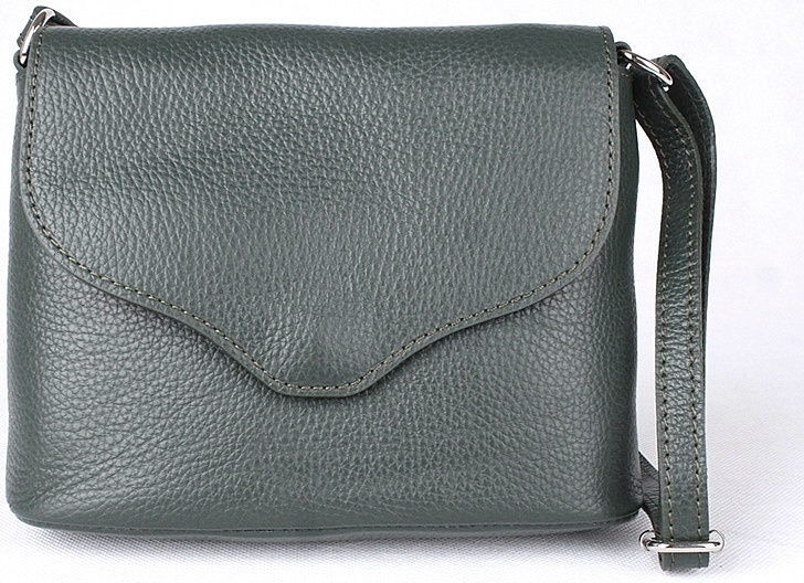 Vera Pelle malá kožená tmavězelená crossbody kabelka no. 61