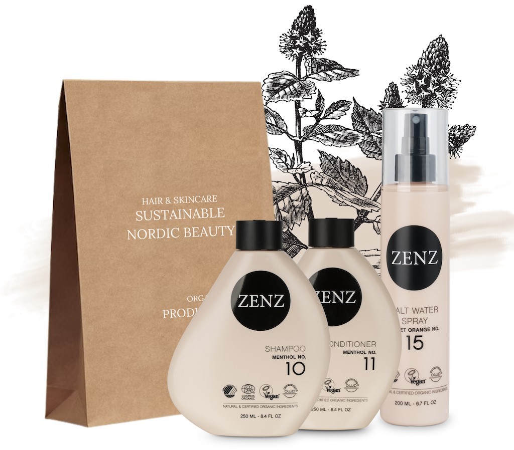 Zenz Organic Menthol Set - šampon Mentol 250 ml + kondicionér 250 ml + sprej s mořskou solí 200 ml