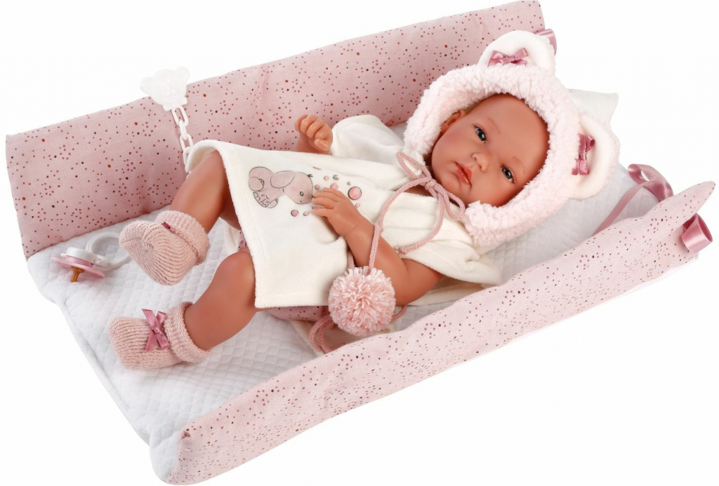 Llorens 63544 NEW BORN DĚVČÁTKO- realistická miminko s celovinylovým tělem 35 cm