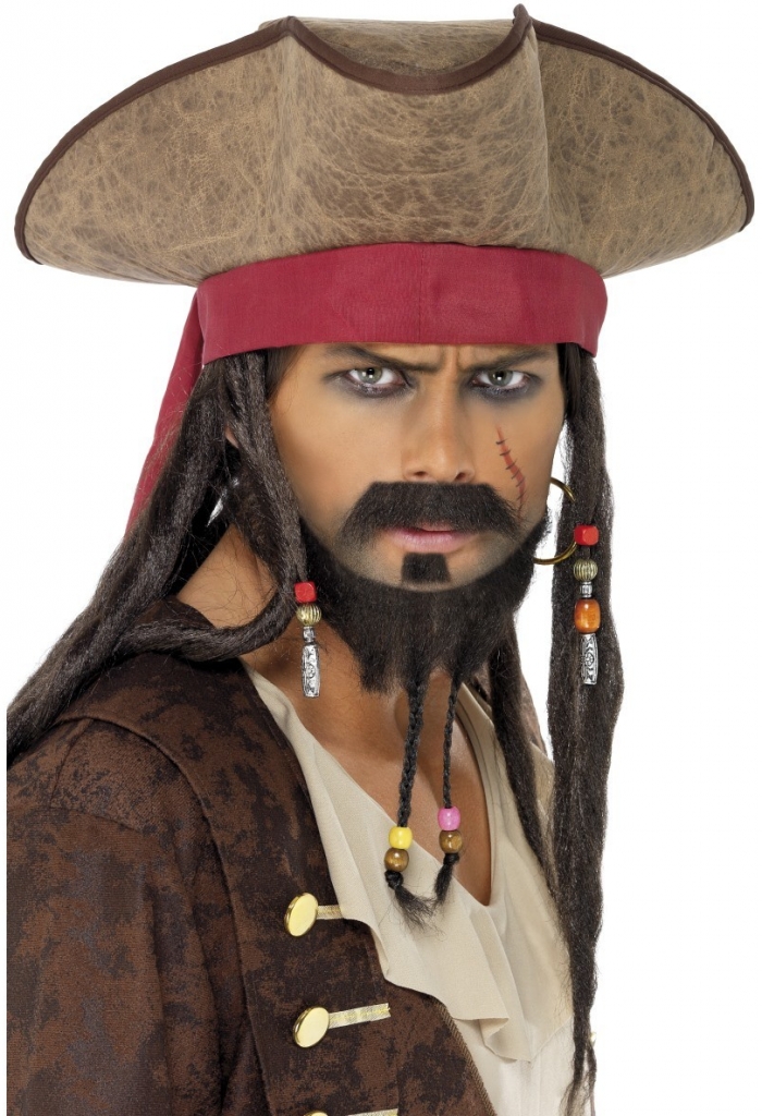 Klobouk pirátský s vlasy a šátkem Jack Sparrow