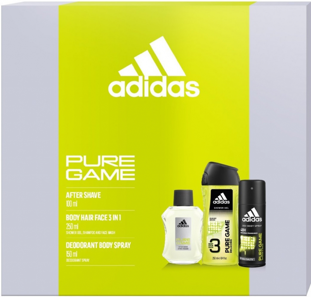 Adidas Pure Game voda po holení 100 ml + deospray 150 ml + sprchový gel 250 ml dárková sada