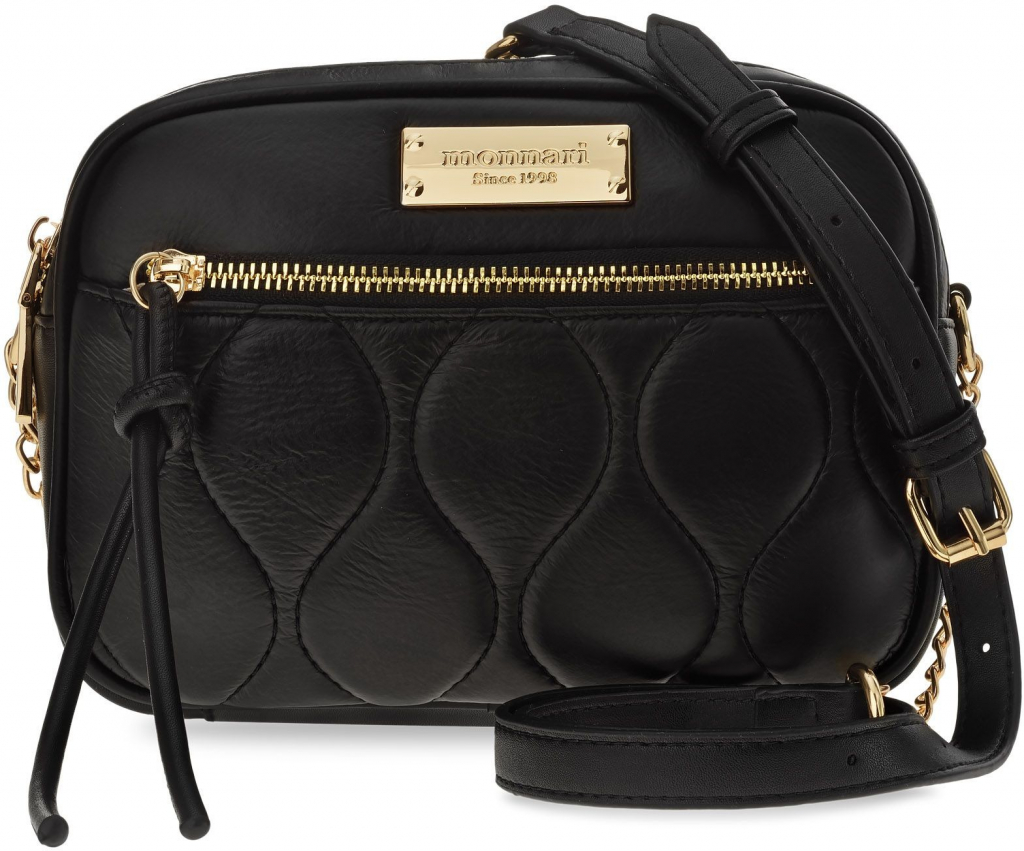 Monnari dámská crossbody kabelka se zajímavou texturou prošívaná taška elegantní měkká kabelka přes rameno s řetízkem černá
