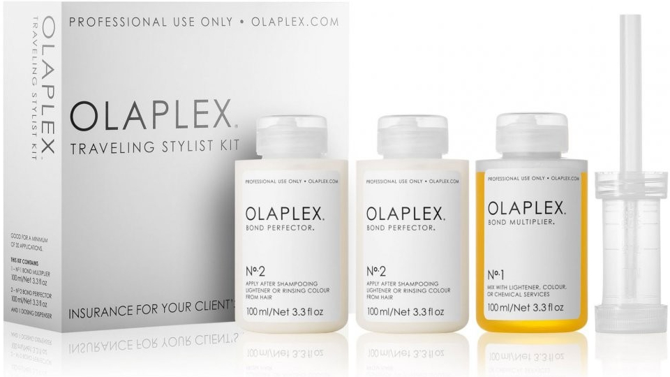 Olaplex Bond Multiplier No. 1 Traveling Stylist Kit Bond Multiplier No. 1 100 ml + Bond Perfector No. 2 2 x 100 ml + dávkovač Dosing Dispenser dárková sada