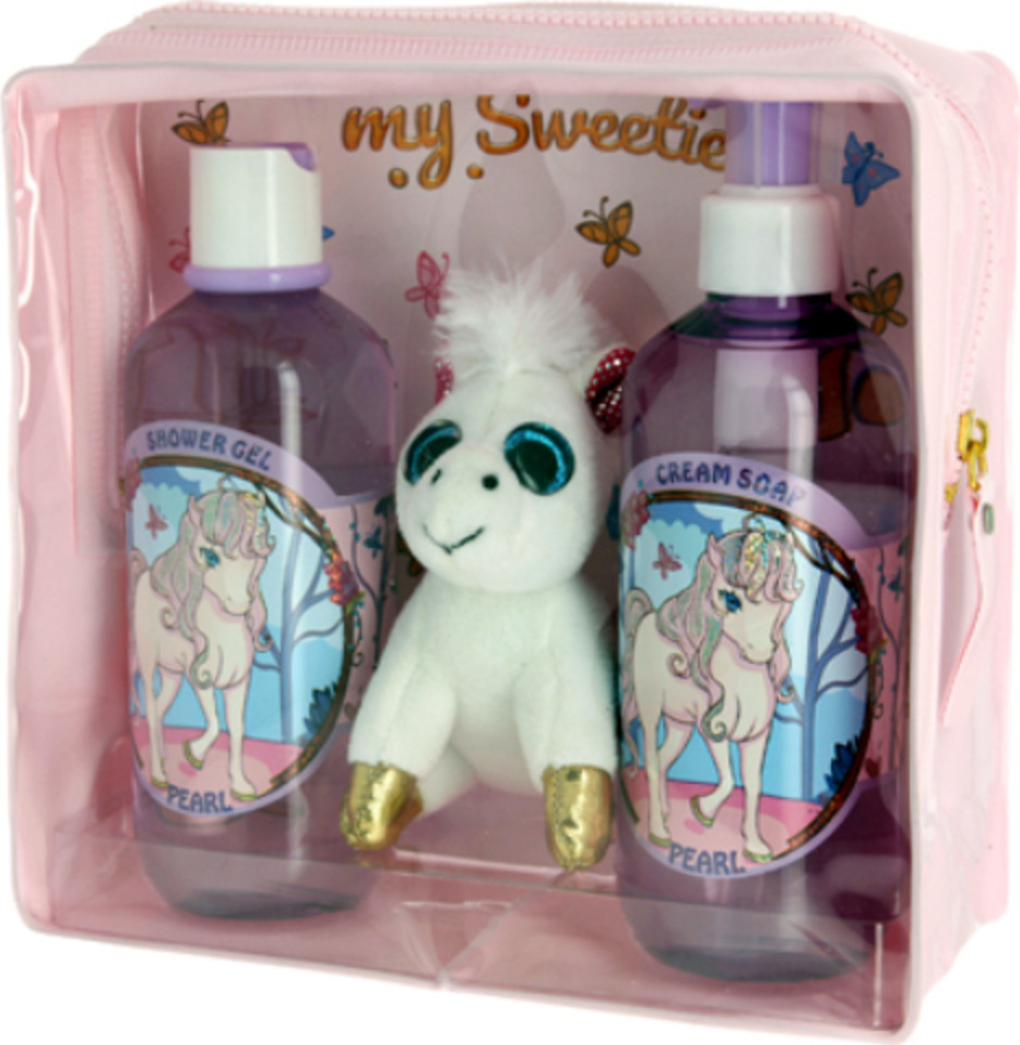 Vivian Gray Baby Pearly krémové tekuté mýdlo pro děti 250 ml + sprchový gel 250 ml + plyšová hračka