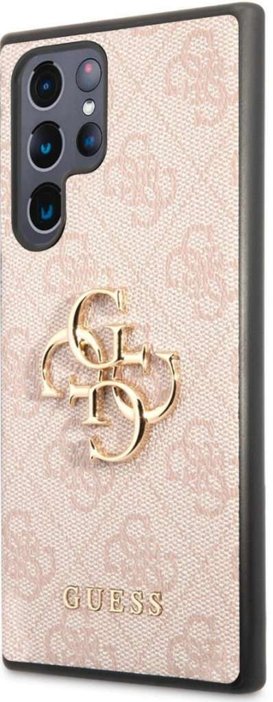 Pouzdro GUESS PU 4G Metal Logo Samsung Galaxy S22 Ultra růžové