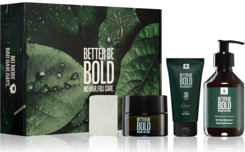 Better Be Bold BOLDs BEST šampon pro muže bez vlasů 200 ml + opalovací emulze pro muže 50 ml + matný krém na pleš 50 ml + kamenec na řezné rány po holení pro muže 75 ml