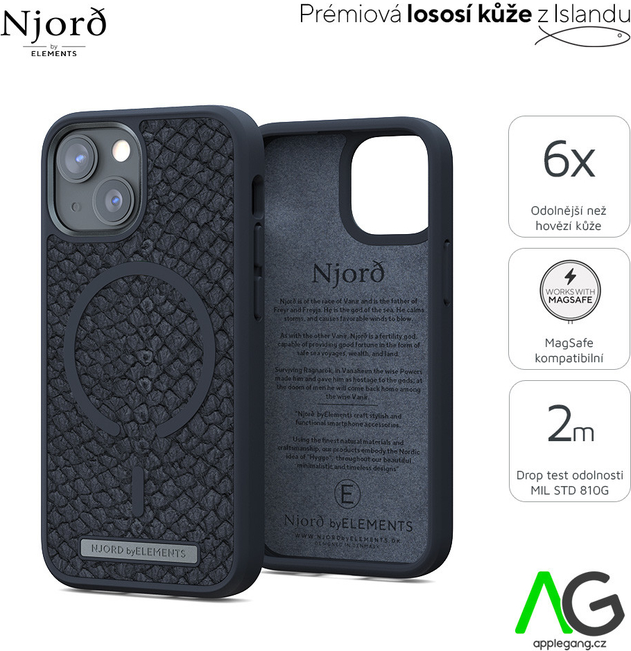 Pouzdro NJORD Vindur MagSafe iPhone 13 mini - tmavě šedé
