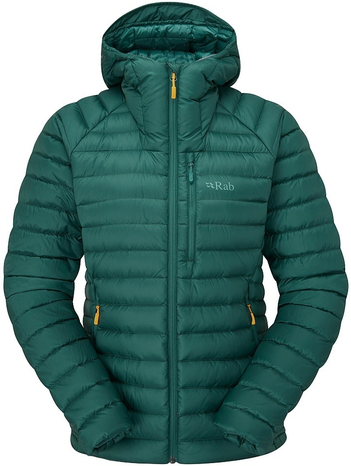 Rab Womens Microlight Alpine Long Down Jacket green slate