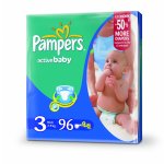 Pampers Active baby 3 midi 4-9kg 96ks