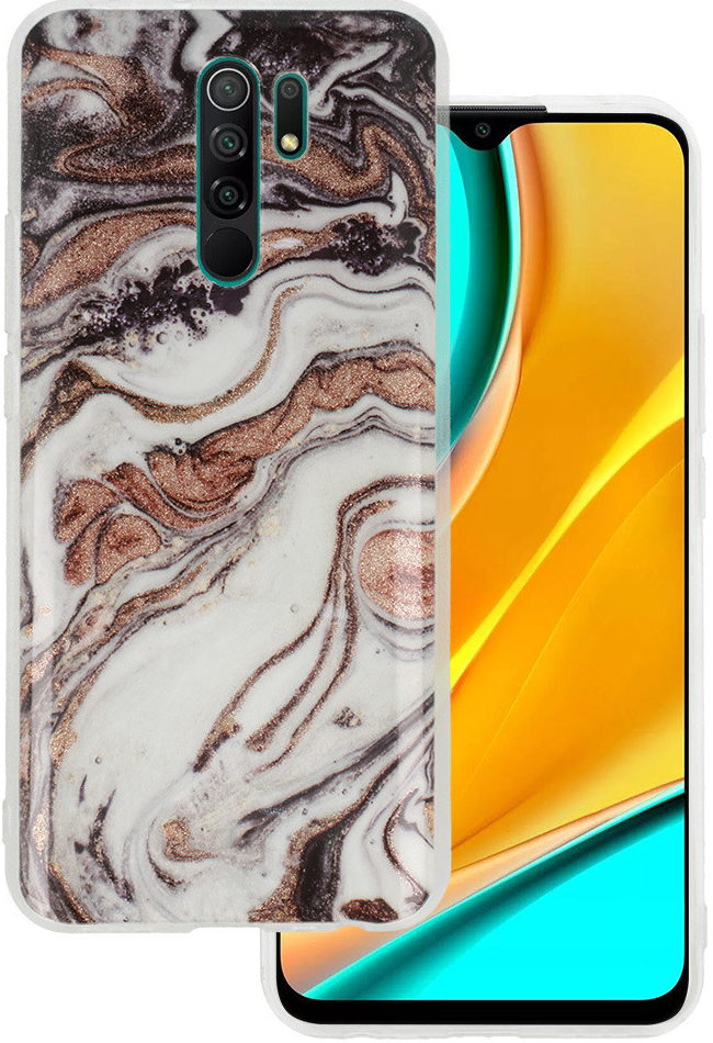 Pouzdro Karl Lagerfeld Silikónové třpitivé Marble Xiaomi Redmi 9 multibarevné