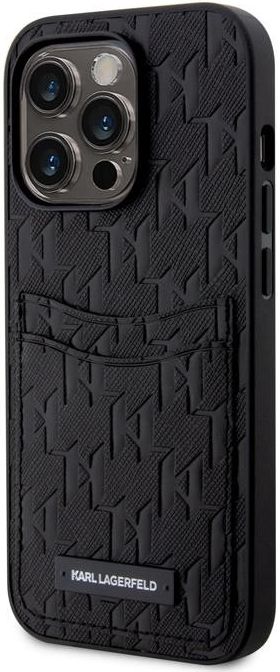 Pouzdro Karl Lagerfeld Saffiano Monogram Card Slot iPhone 13 Pro Max černé