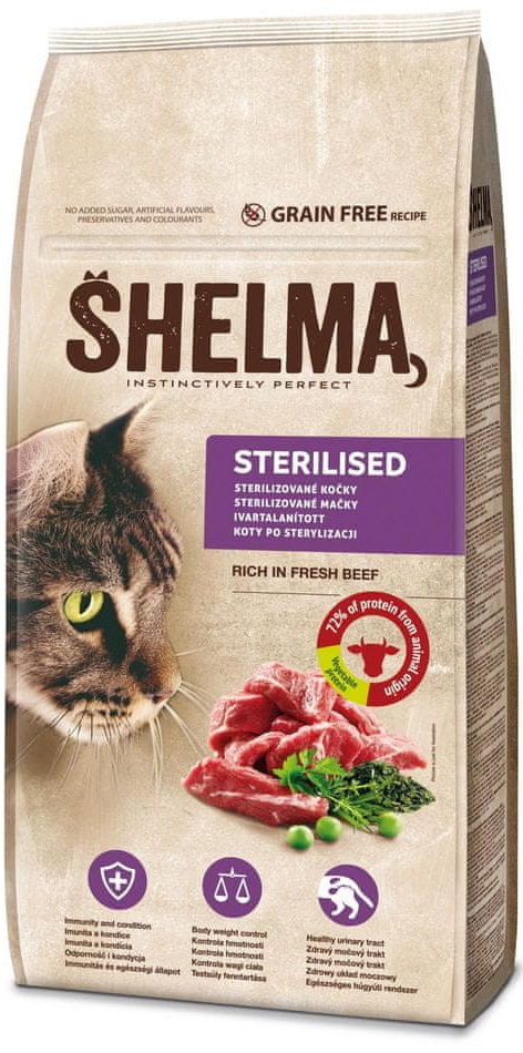 Shelma hovězí pro sterilizované kočky 8 kg