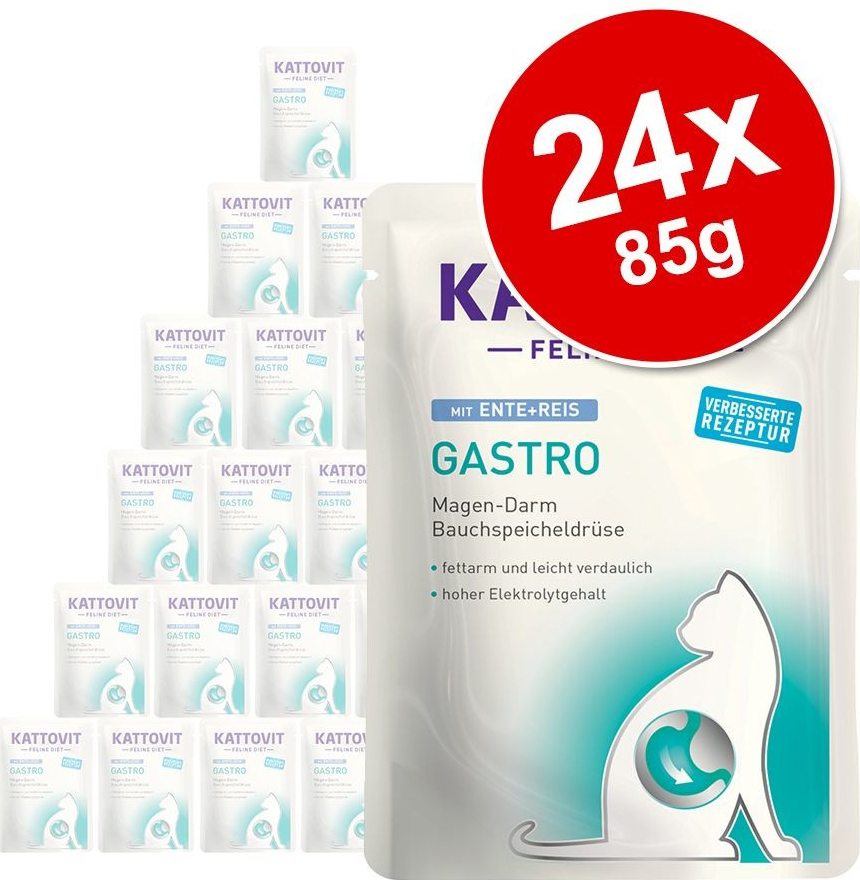 Kattovit Feline Gastro Pouch kuřecí a rýže 24 x 85 g