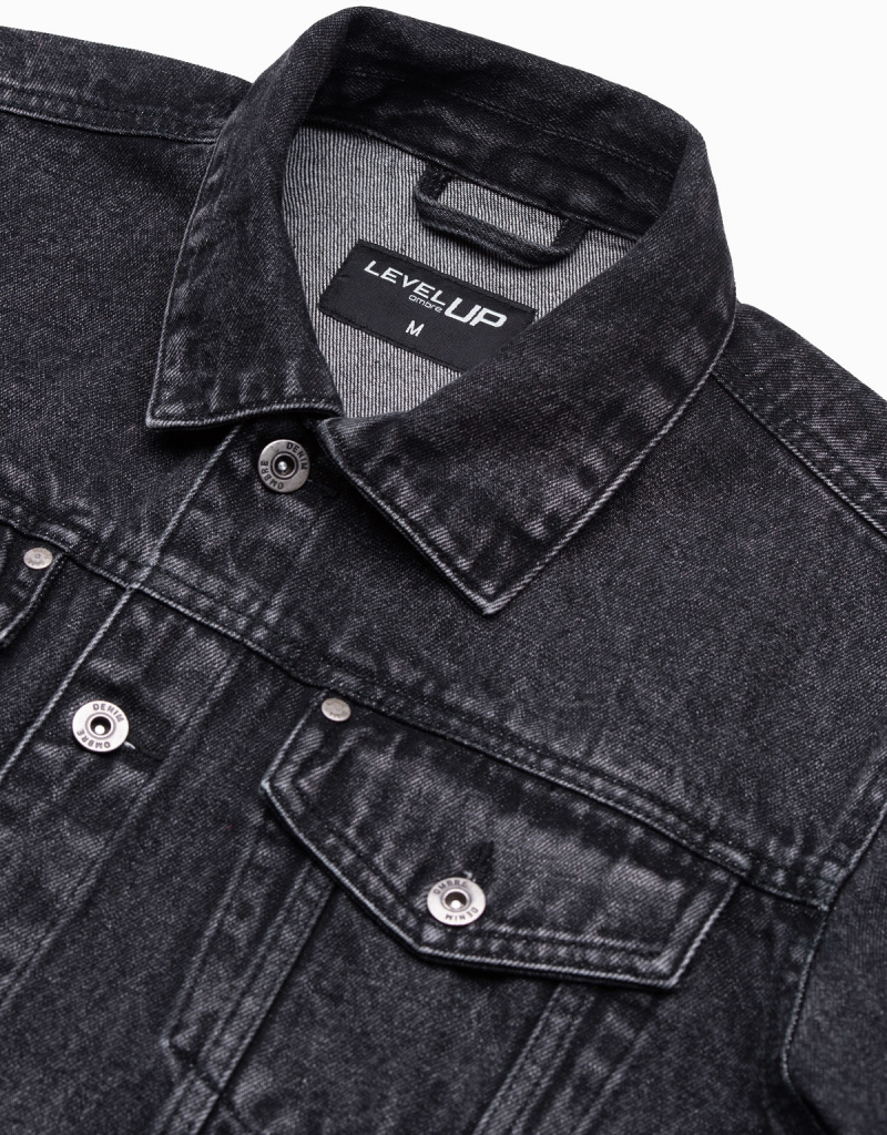 Ombre Clothing pánská džínová přechodová bunda Rhoel C525 černo-bílá
