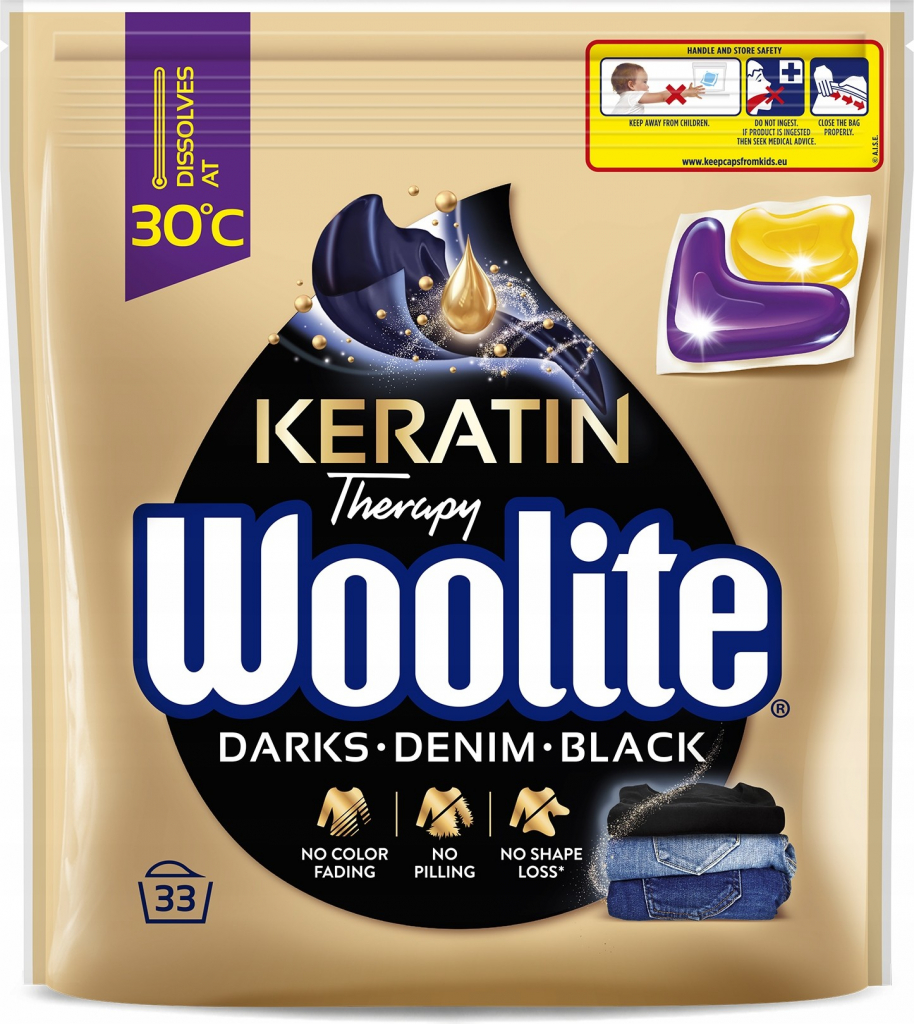 Woolite Darks Denim & Black kapsle na praní 33 ks