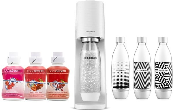 SodaStream Terra White + láhve FUSE 3 x 1l + Sirupy