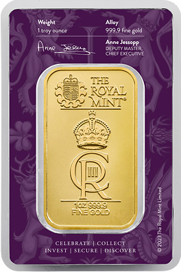 The Royal Mint zlatý slitek Celebration Oslava korunovace Jeho Veličenstva Karla III 1 oz